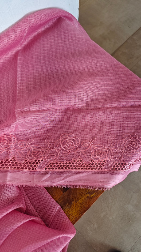 Blush Pink Kota Saree with Cutwork - 409M - 2