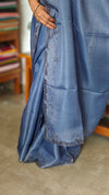Agean Blue Net Kota Saree with Cutwork - 409M - 2