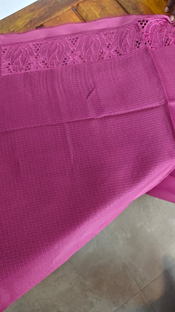 Fuchsia Pink Kota Saree with Cutwork - 409M - 1