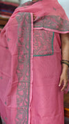 Peach and Teal Moonga Kota Suit with Kantha Embroidery