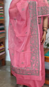 Peach and Teal Moonga Kota Suit with Kantha Embroidery