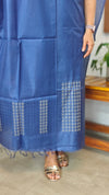 Blue Lined Noil Tussar Silk Suit