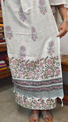 Pink and Green Block Printed Bhagalpuri Linen Suit