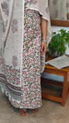 Pink and Green Block Printed Bhagalpuri Linen Suit