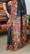 Black Printed Semi Silk Saree