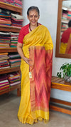 Mustard and Red Silk Saree (Discounted)