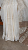 Off White Tussar Silk Saree with Cutwork Borders