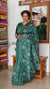 Dark Green Tissue Linen Saree with Embroidery - 4J12