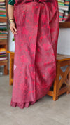 Maroon Tissue Linen Saree with Embroidery - 4J12