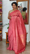 Blush Pink Zari Woven Raw Silk Saree - SRW6 - 11