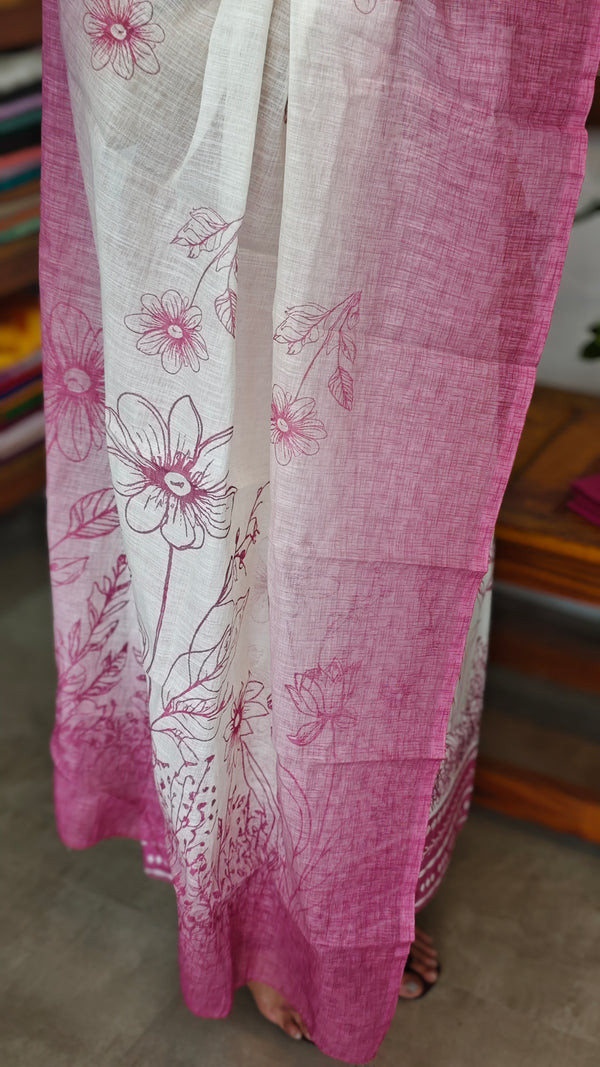 Cream and Lilac Printed Linen Suit