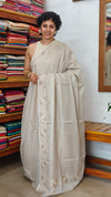 Greige Net Kota Saree with Cutwork -409M