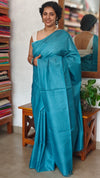 Sky Blue Lined Noil Tussar Silk Saree - 174D