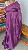Wine Lined Noil Tussar Silk Saree - 174D