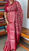 Cherry Red Banarasi Dola Silk Saree