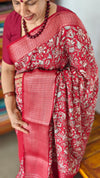 Cherry Red Banarasi Dola Silk Saree