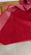 Cherry Red Banarasi Dola Silk Saree