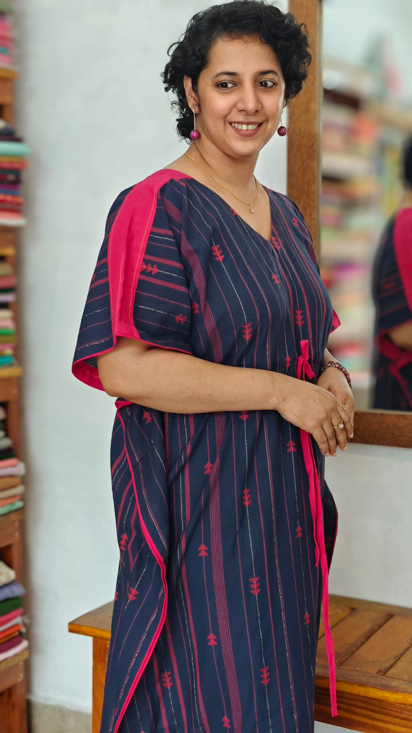 Blue and Pink Cotton Kaftan