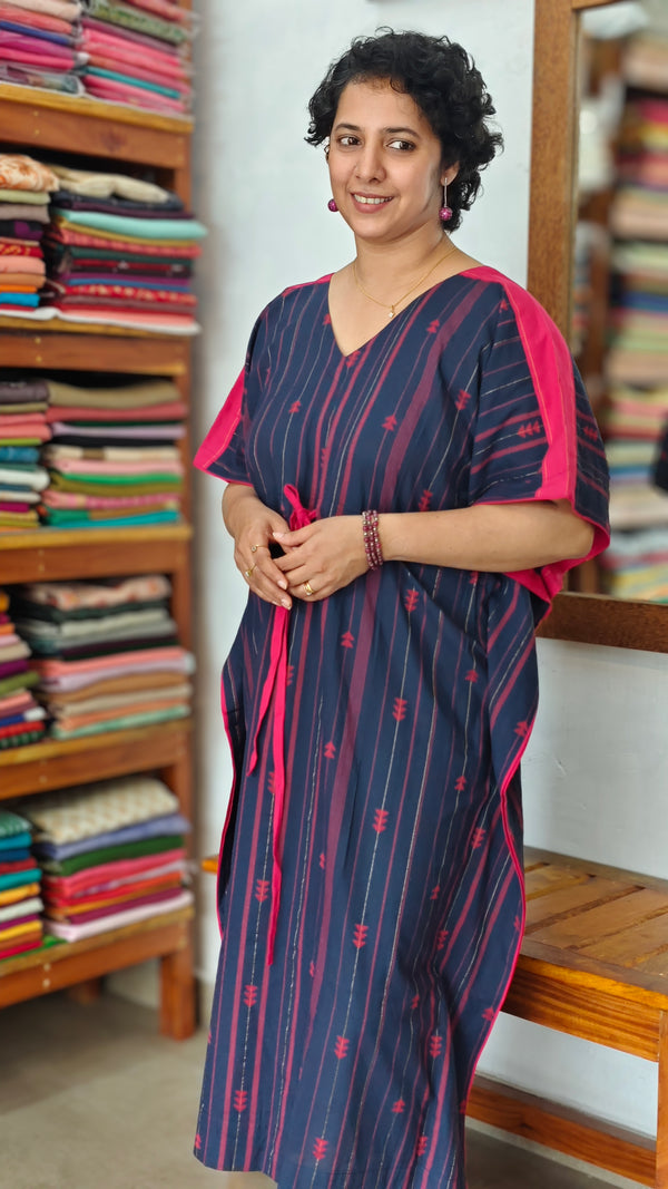 Blue and Pink Cotton Kaftan