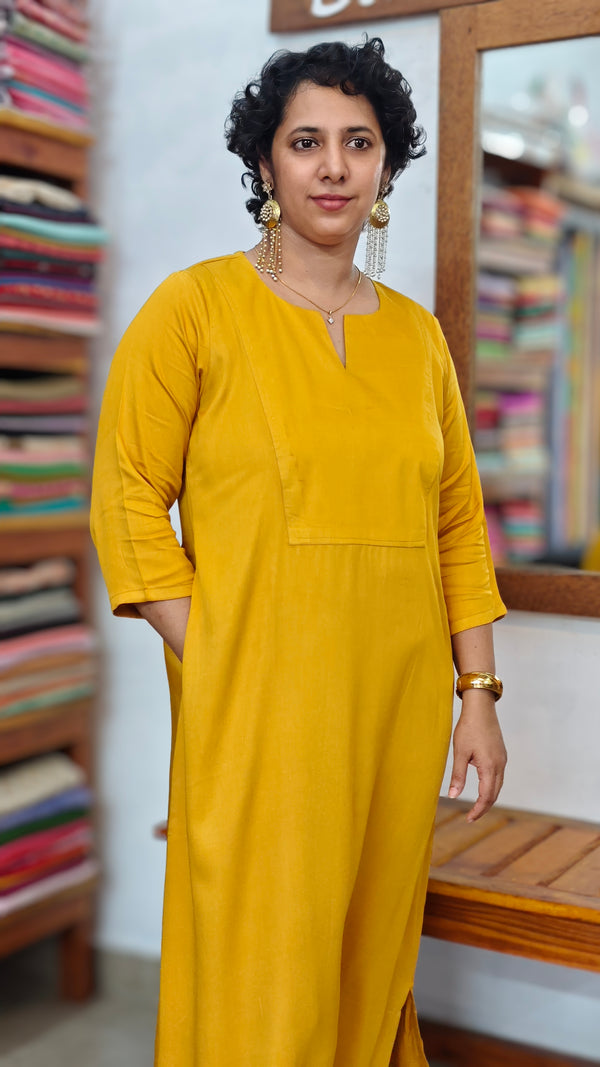 Mustard Modal Silk Kurti
