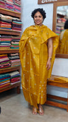 Golden Mustard Checked Tussar Silk Suit - ZC570