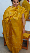 Golden Mustard Checked Tussar Silk Suit - ZC570