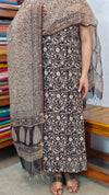 Black and Beige Cotton Suit with Kota Doria Dupatta