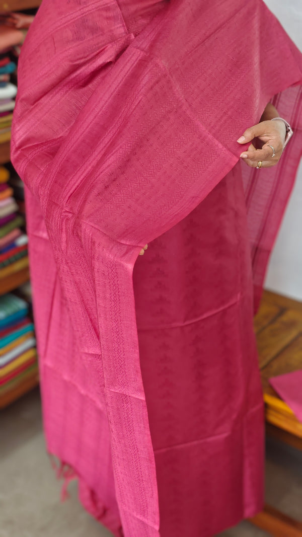 Dark Pink Semi Tussar Silk Suit - EAY6