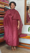 Maroon Semi Tussar Silk Suit - EAY6