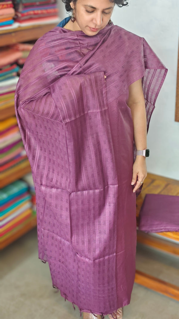 Wine Purple Semi Tussar Silk Suit - EAY6