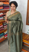 Fern Green Mini Check Semi Silk Saree - BGR8