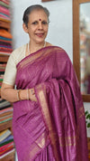 Magenta Mini Checks Semi Silk Saree - BGR8