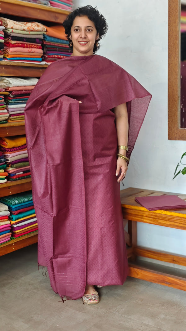 Wine Maroon Semi Silk Suit - EAY6