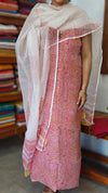 Peach Pink and Off White Kota Doria Suit - GD331