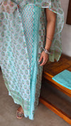 Aqua Blue Chanderi Suit with Kota Doria Dupatta