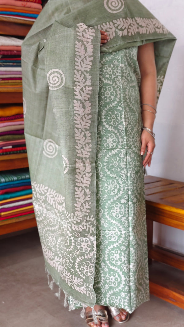Sage Green Batik Printed Suit
