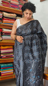 Black Embroidered Tussar Silk Saree - ADR28
