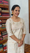 Cream gold Tissue Kurti