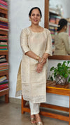 Beige and Gold Tissue Kurti