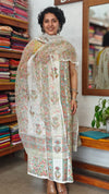 Pink - Teal and Green Cotton Suit with Kota Doria Dupatta - CNA8