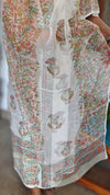 Pink - Teal and Green Cotton Suit with Kota Doria Dupatta - CNA8