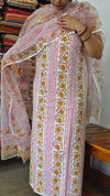 Pink and Mustard Cotton Suit with Kota Doria Dupatta - CNA8
