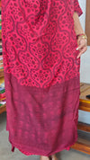 Red and Maroon Block Printed Modal Cotton Suit