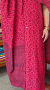 Red and Maroon Block Printed Modal Cotton Suit