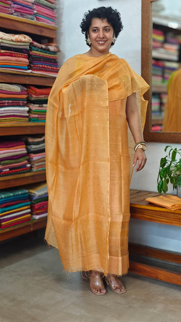 Light Saffron Matka Silk Suit