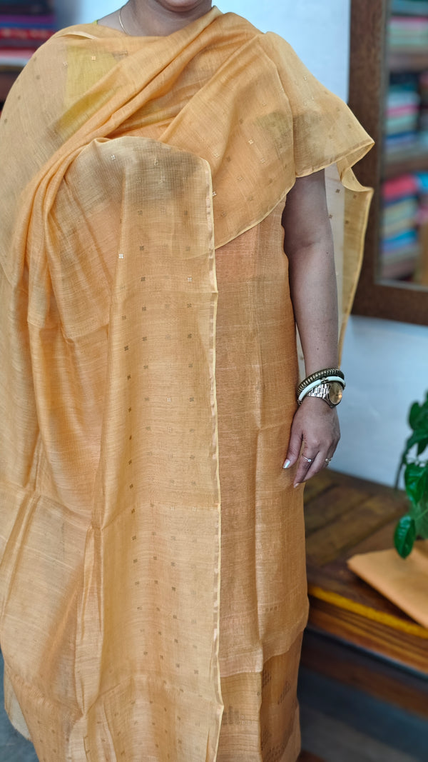 Light Saffron Matka Silk Suit