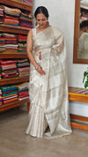 Ivory and Silver Tissue Silk Saree - 2M83