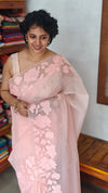 Peach Net Kota Saree with Applique Work - EP25