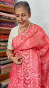 Light peach tussar jamdani saree - ZE38