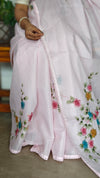 Pastel Pink Painted Kota Saree